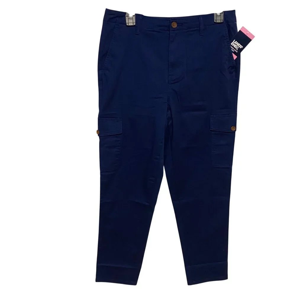 Lands' End Women's Cargo Chino‎ Navy Blue Pant Size 4 NWT